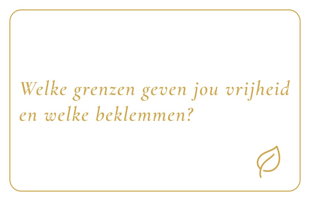 Reflectiekaartje met daarop: "Welke grenzen geven jou vrijheid en welke beklemmen?"
