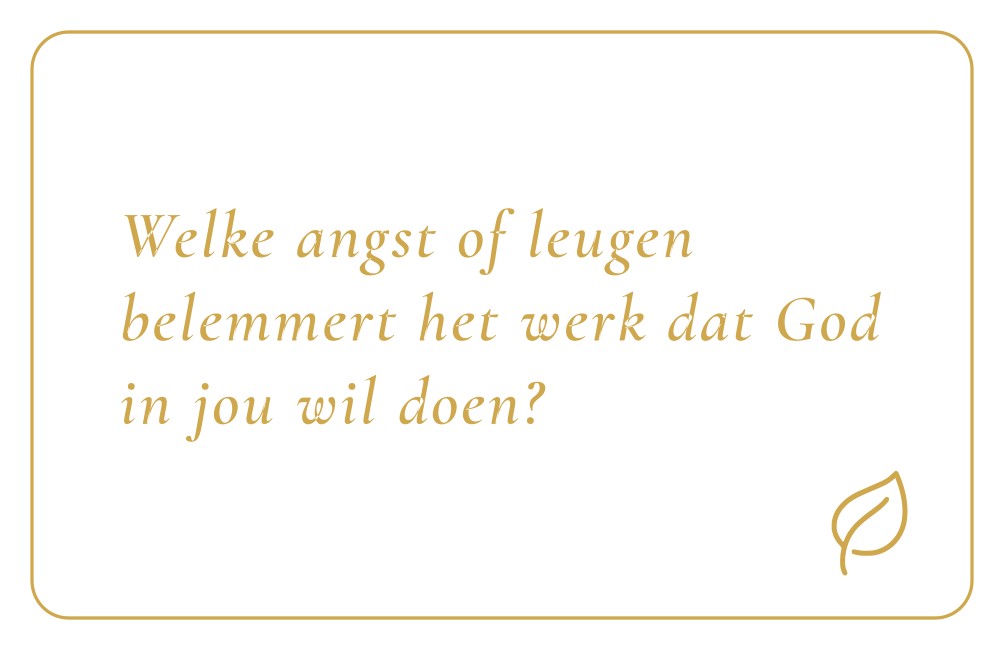 Reflectiekaartje met daarop: "Welke angst of leugen belemmert het werk dat God in jou wil doen?"