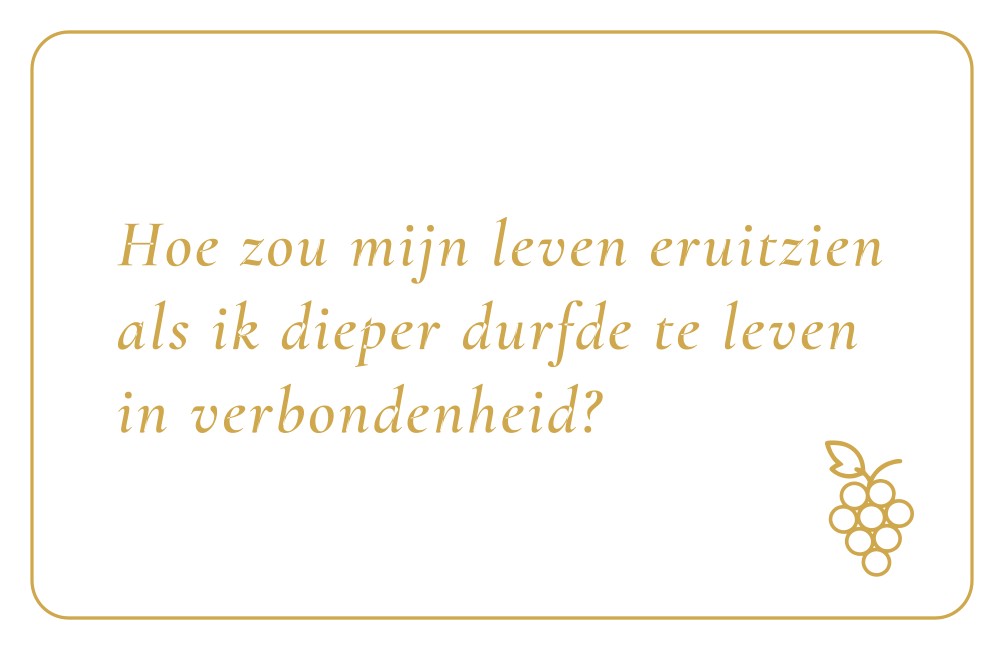 Reflectiekaartje met daarop: "Hoe zou mijn leven eruitzien als ik dieper durfde te leven in verbondenheid?"